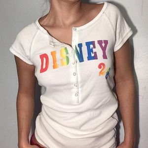 Baseball style Disney half button down